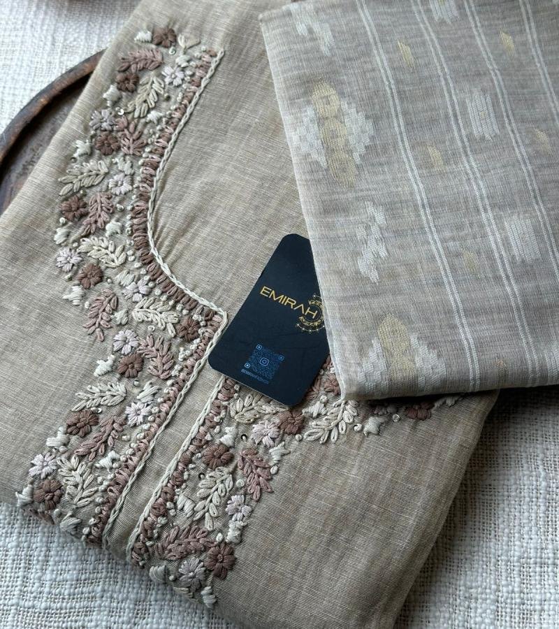 Jamdani Grace Chanderi Suit - Gold