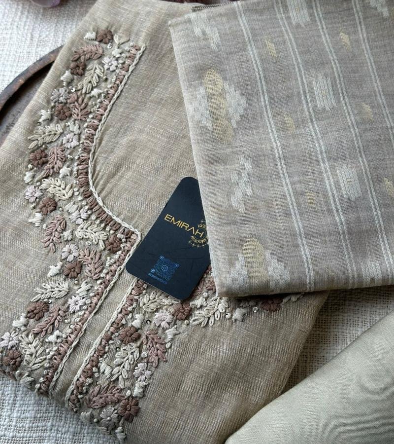 Jamdani Grace Chanderi Suit - Gold