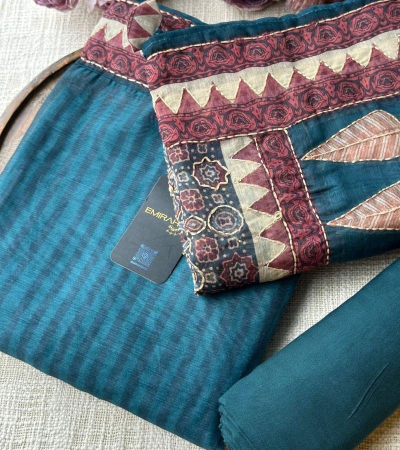Kota Chanderi Suit – Elegant Handcrafted Ensemble - Royal Blue