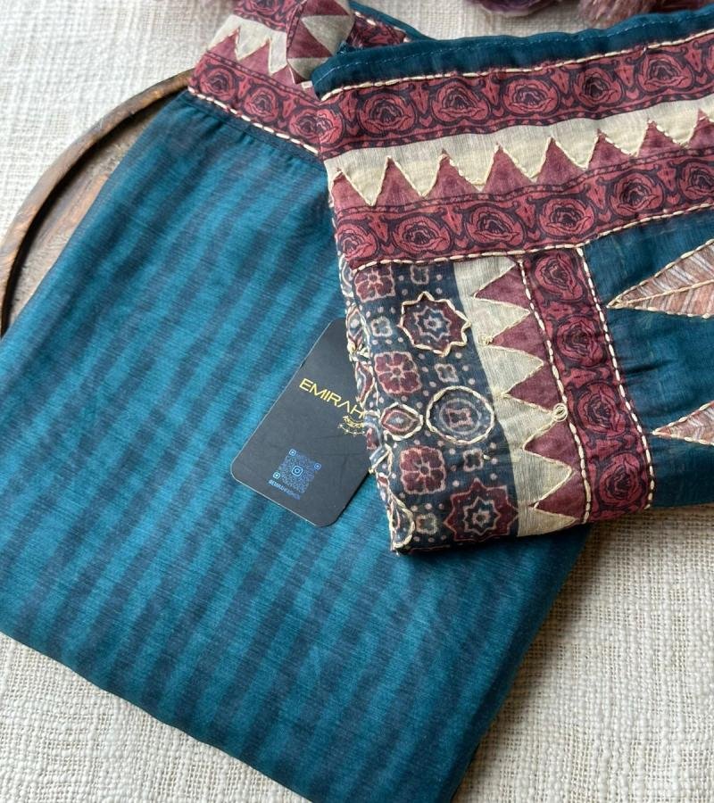 Kota Chanderi Suit – Elegant Handcrafted Ensemble - Royal Blue