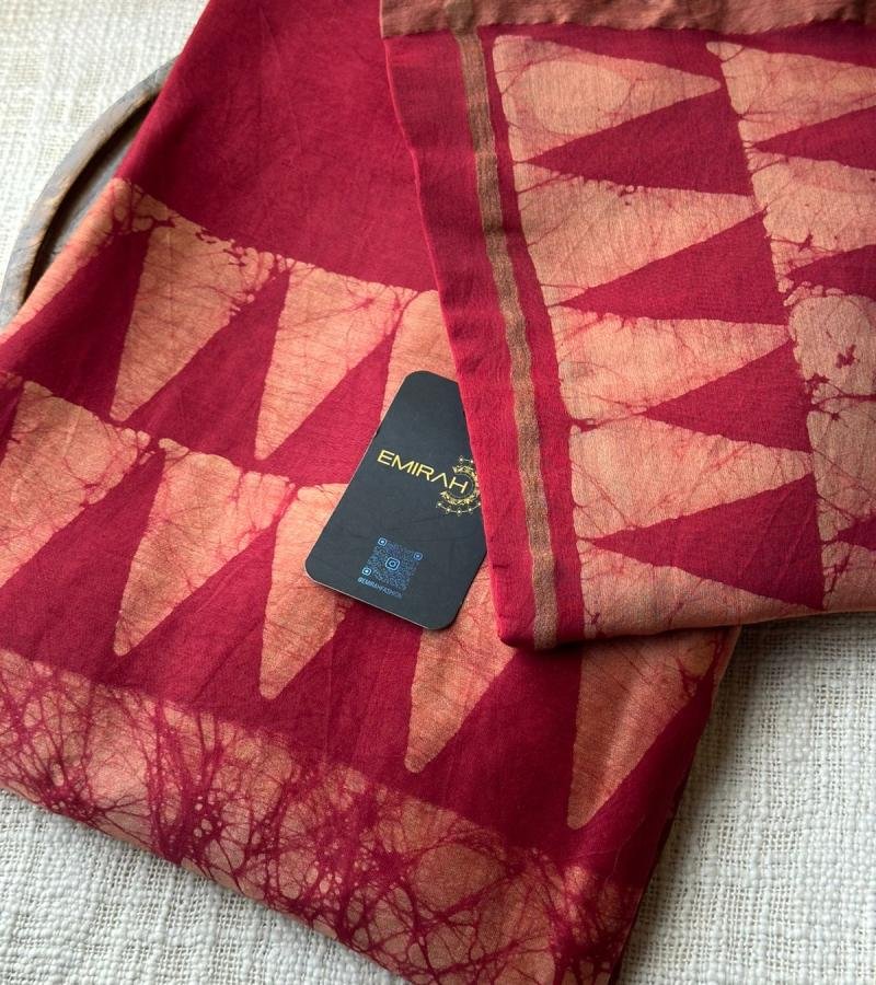 Maheshwari Silk Suit - Ruby Red