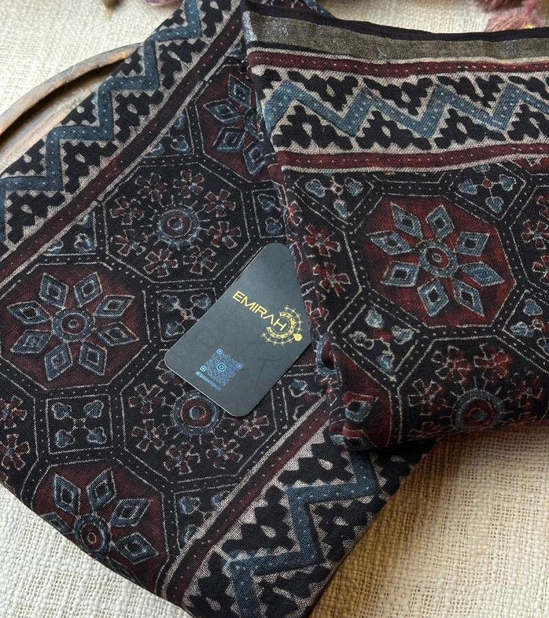 Earthy Elegance, Timeless Ajrakh - Jet Black
