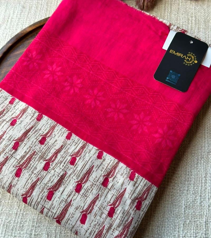 Elegant Maheshwari Silk Suit Set - Rose Pink