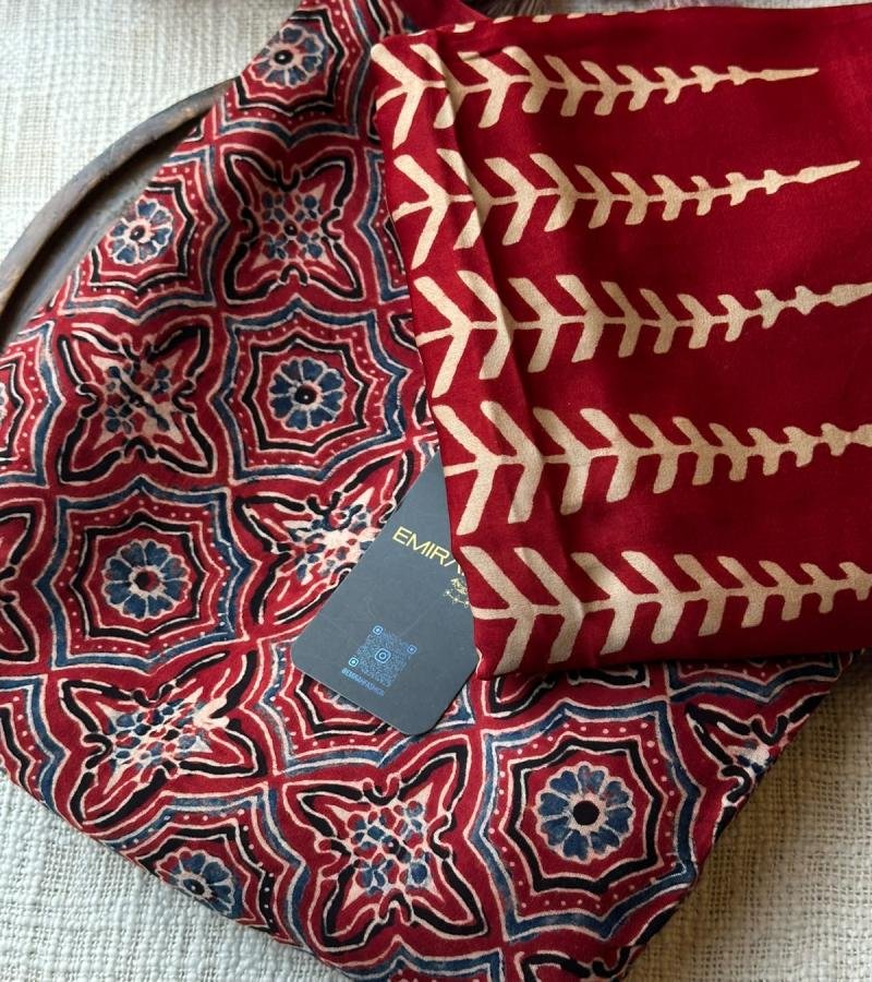 Elegant Modal Silk Suit with Artistic Handblock Prints - Mixed Colors
