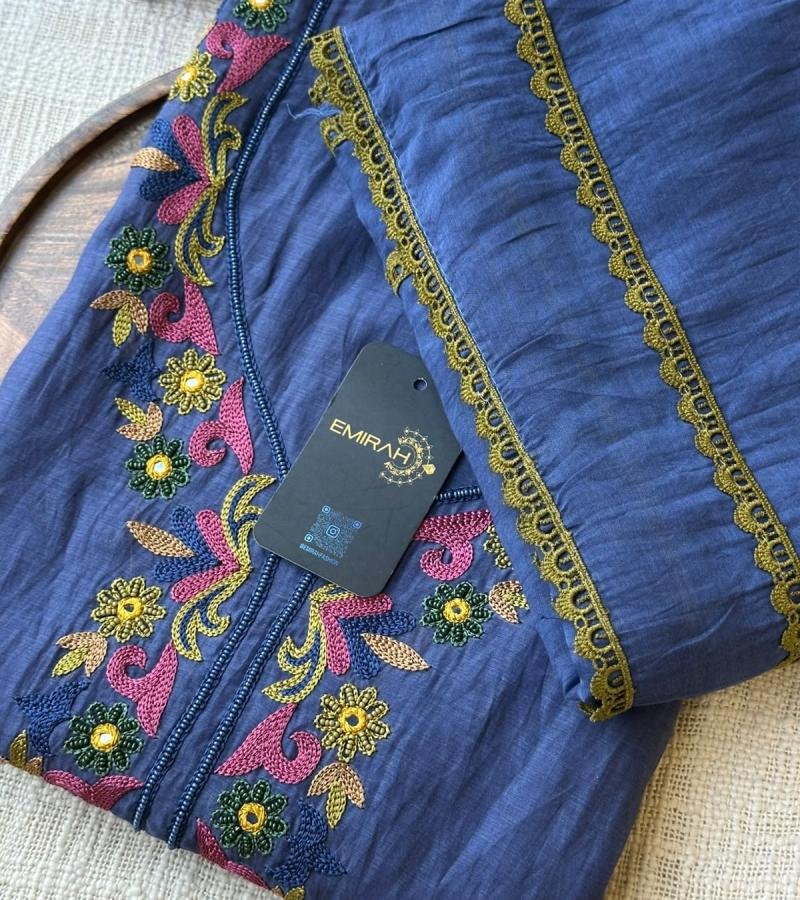 Premium Mul Chanderi Suit  - Royal Blue