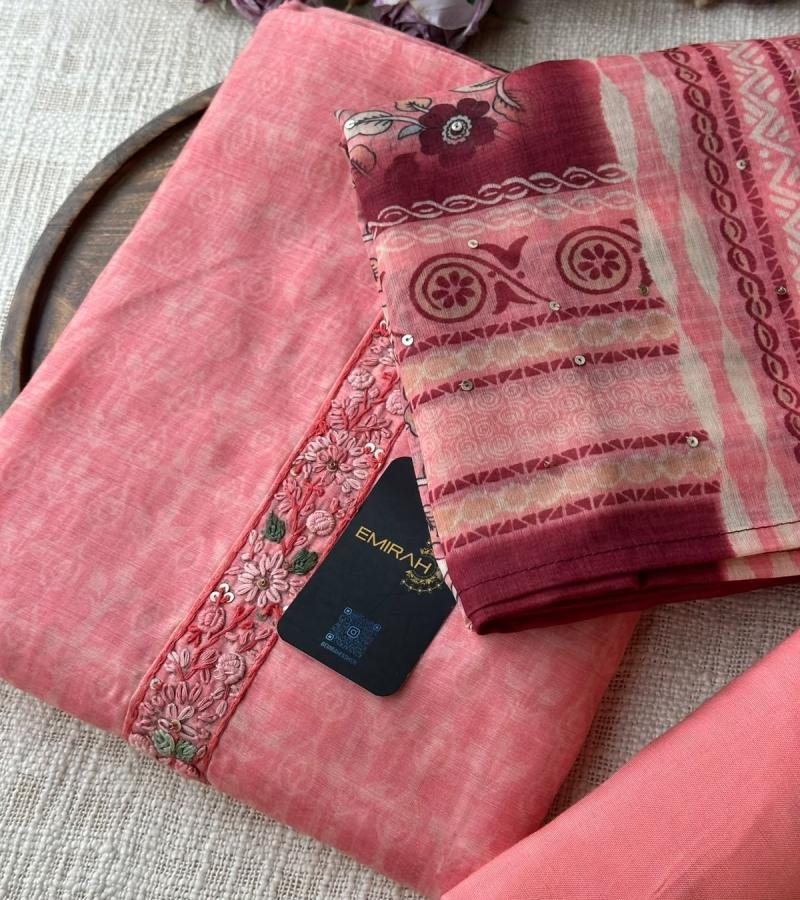 Kota Chanderi Suit Set - Rose Pink
