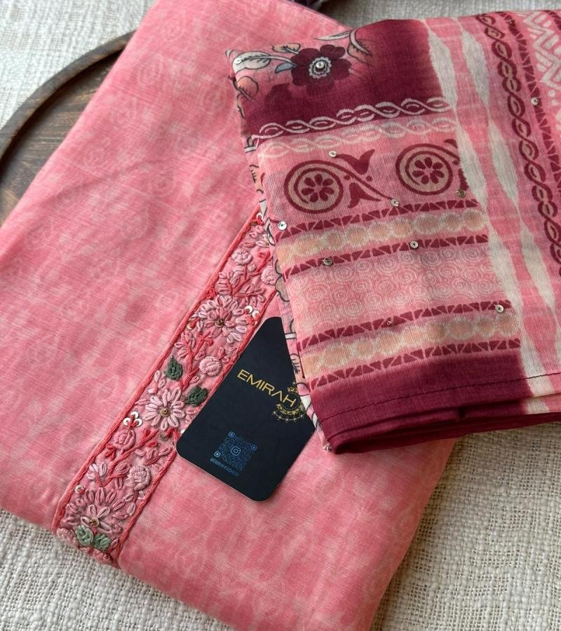 Kota Chanderi Suit Set - Rose Pink