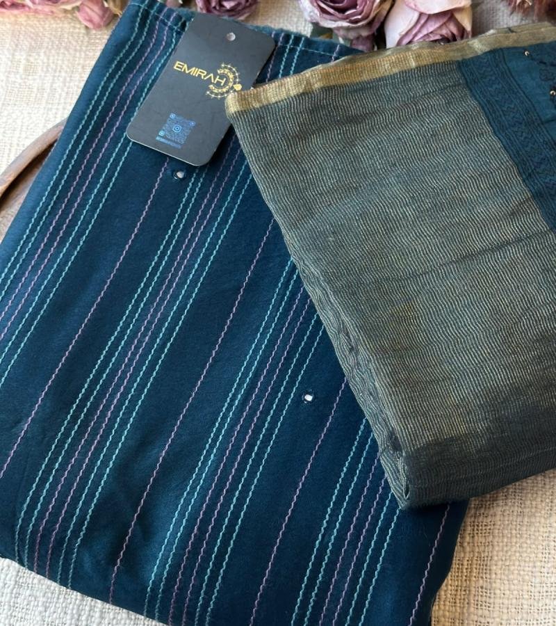 Premium Maheshwari Silk Suit Set - Royal Blue