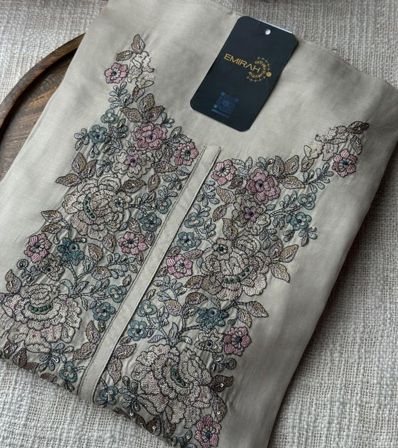 Mul Chanderi Floral Embroidered Suit - Mixed Colors