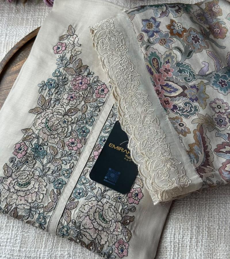 Mul Chanderi Floral Embroidered Suit - Mixed Colors