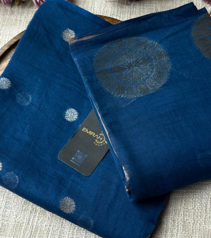 Royal Blue Mul Chanderi Suit - Royal Blue