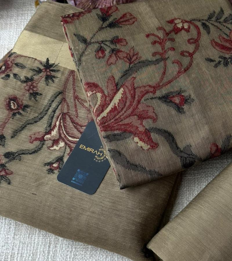 Elegant Chanderi with Jamdani Weaving - Gold