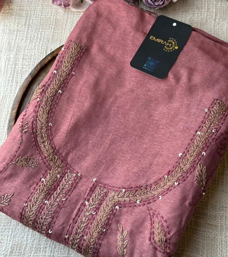 Silk Chanderi Suit - Rose Pink