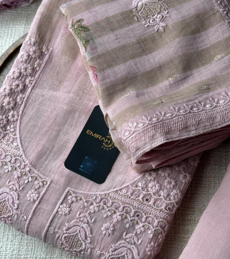 Mul Chanderi – Pastel Floral Grace - Rose Pink