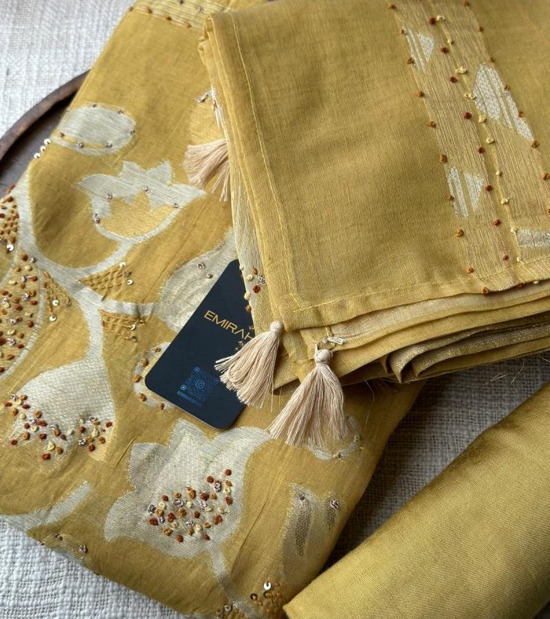 Chanderi Silk – Mustard Gold Grace - Mixed Colors