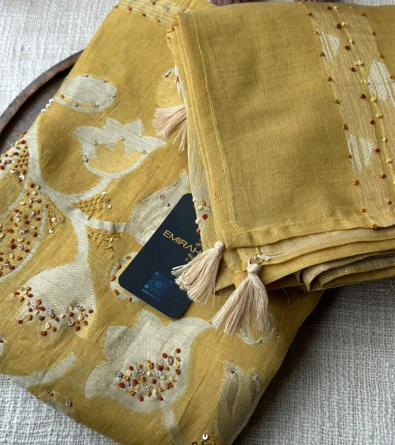Chanderi Silk – Mustard Gold Grace - Mixed Colors