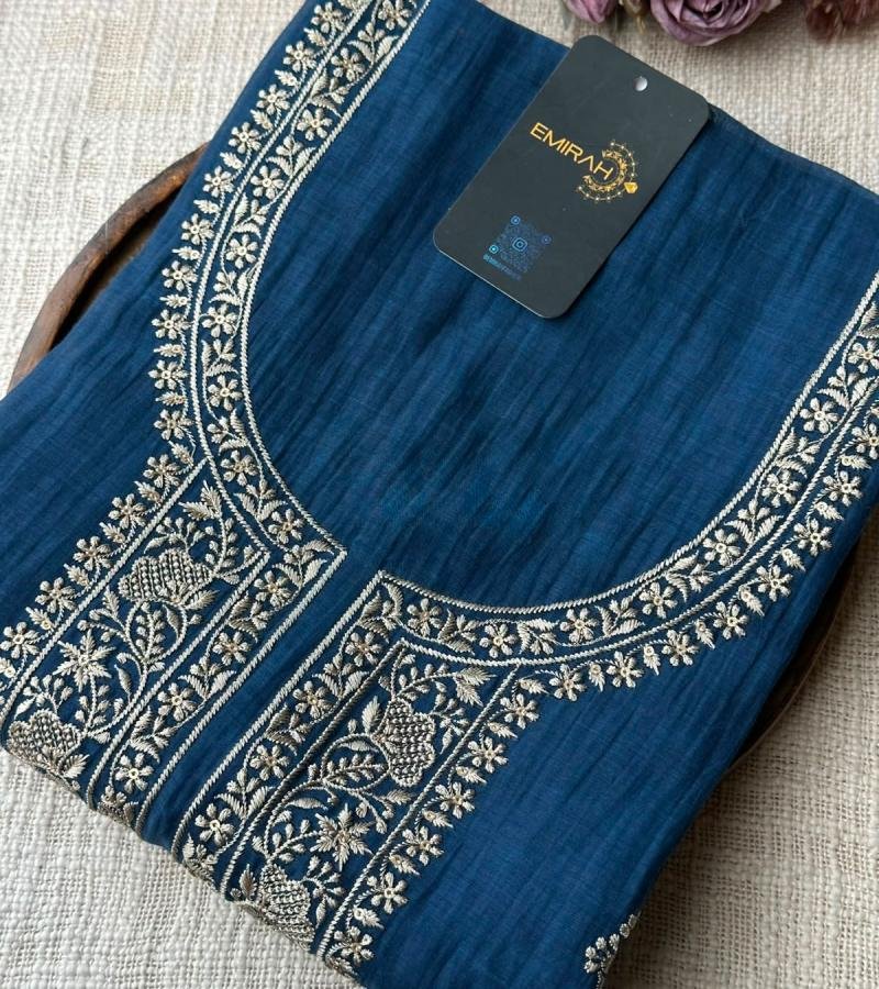  Mul Chanderi Suit - Royal Blue