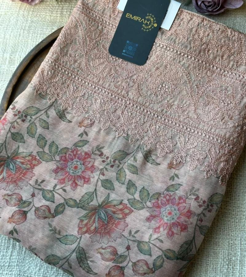 Kota Chanderi Floral Suit - Rose Pink