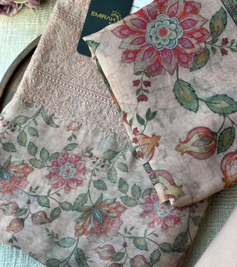 Kota Chanderi Floral Suit - Rose Pink