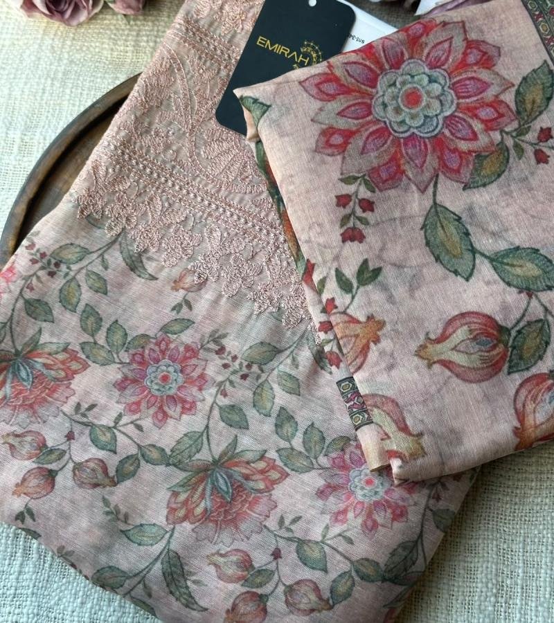Kota Chanderi Floral Suit - Rose Pink