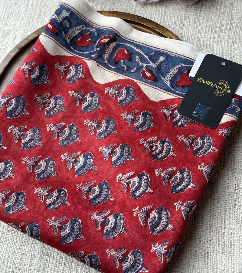 Blue Floral Printed Chanderi Silk Suit - Mixed Colors