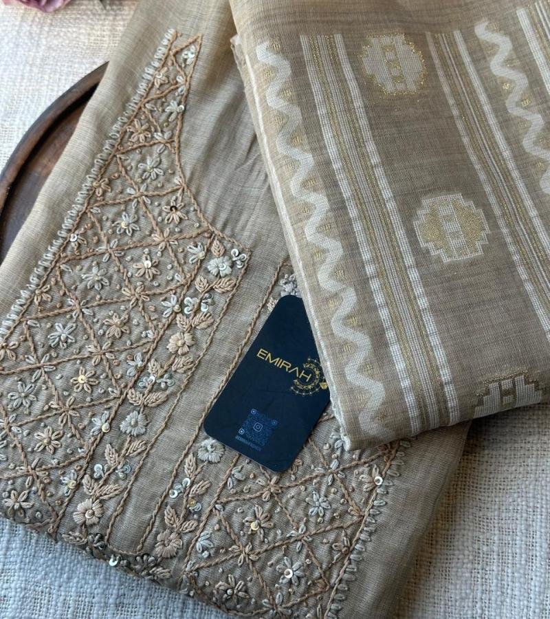 Chanderi with Jamdani Weaving  - Mixed Colors