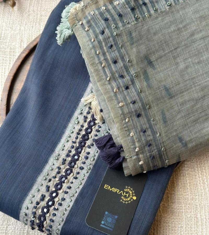 Chanderi with Jamdani Weaving  - Mixed Colors
