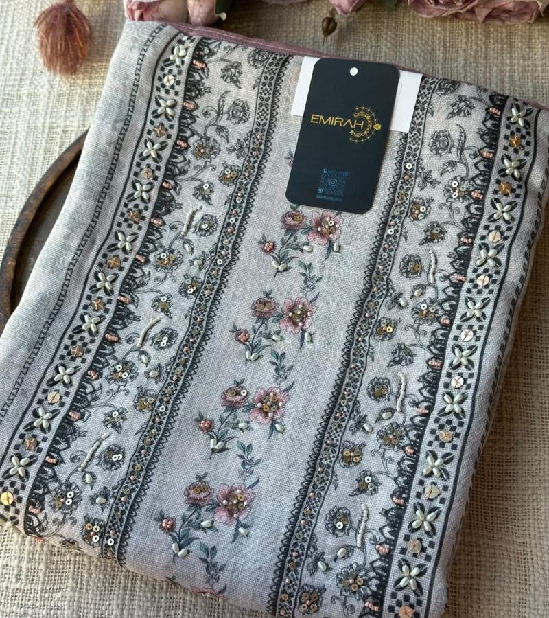 Semi-Linen Embroidered Suit  - Mixed Colors