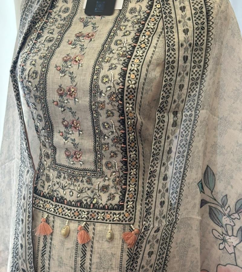Semi-Linen Embroidered Suit  - Mixed Colors