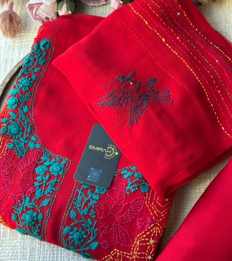 Georgette Embroidered Suit - Mixed Colors