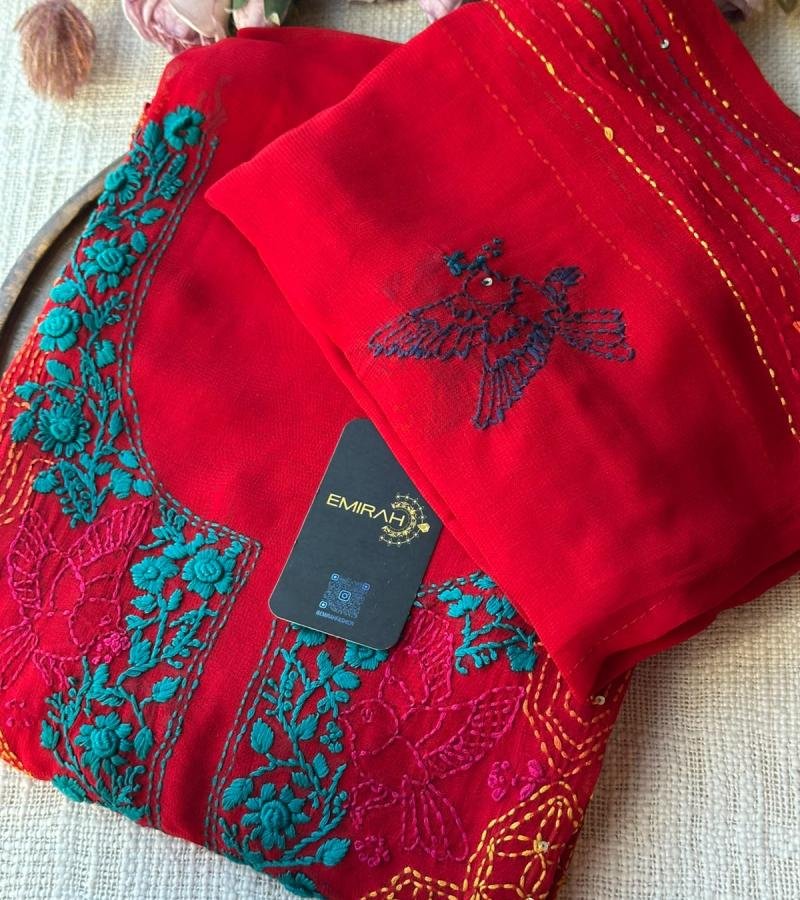 Georgette Embroidered Suit - Mixed Colors