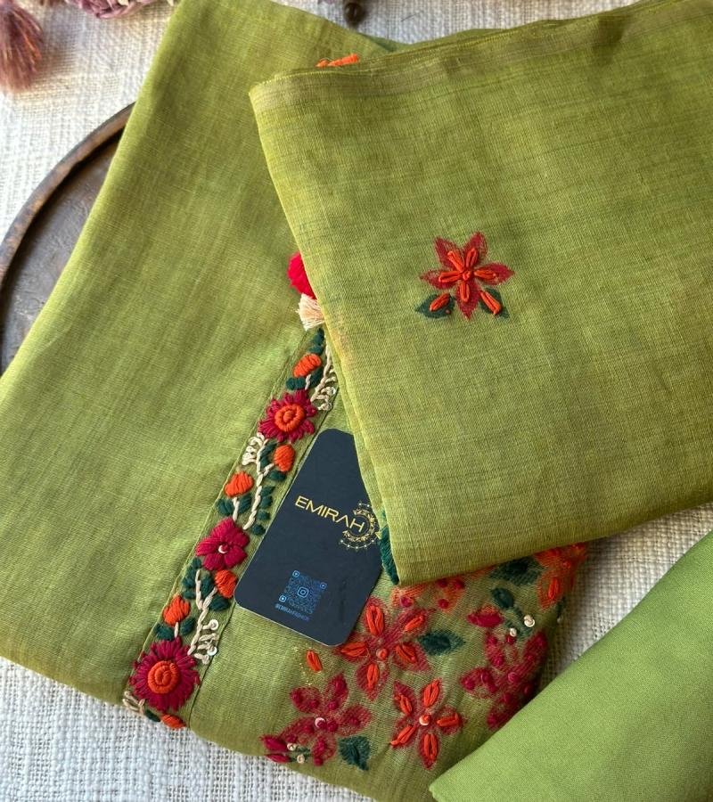 Chanderi with Jamdani Weaving  - Mixed Colors