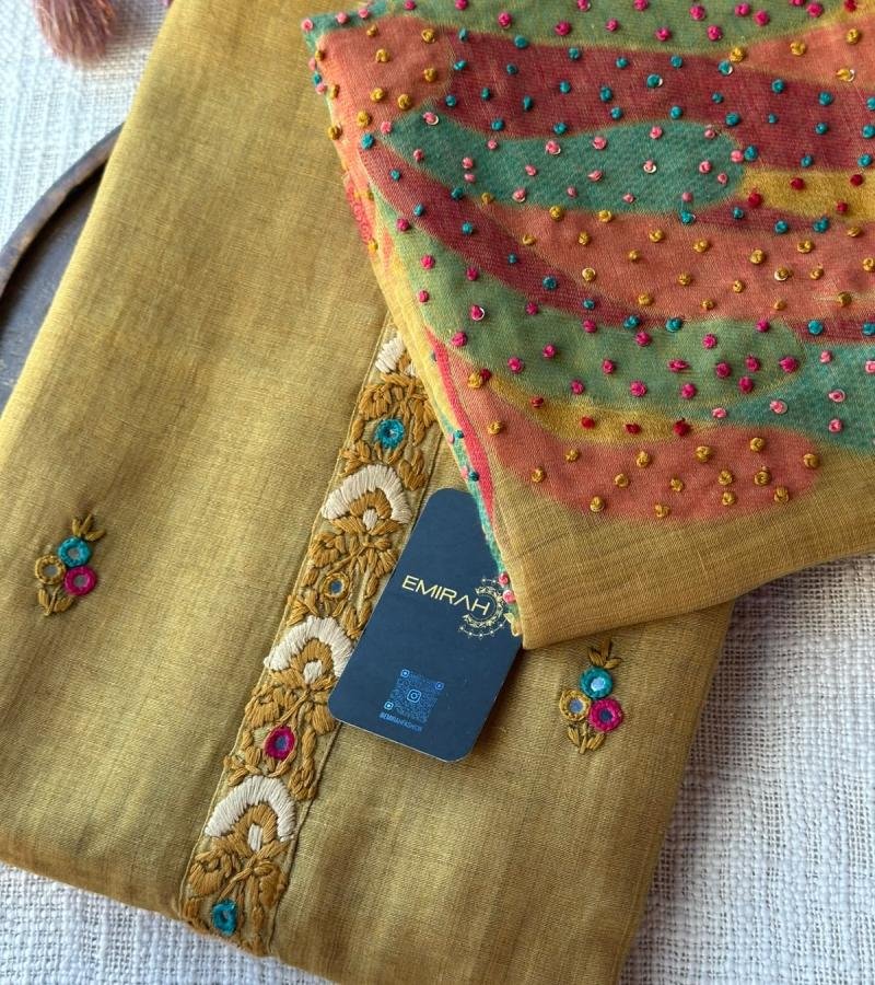 Chanderi with Jamdani Weaving - Mixed Colors