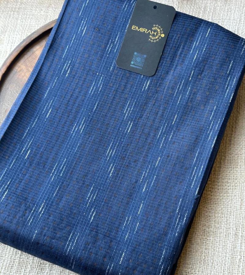 Navy Blue Tussar Silk Suit - Royal Blue