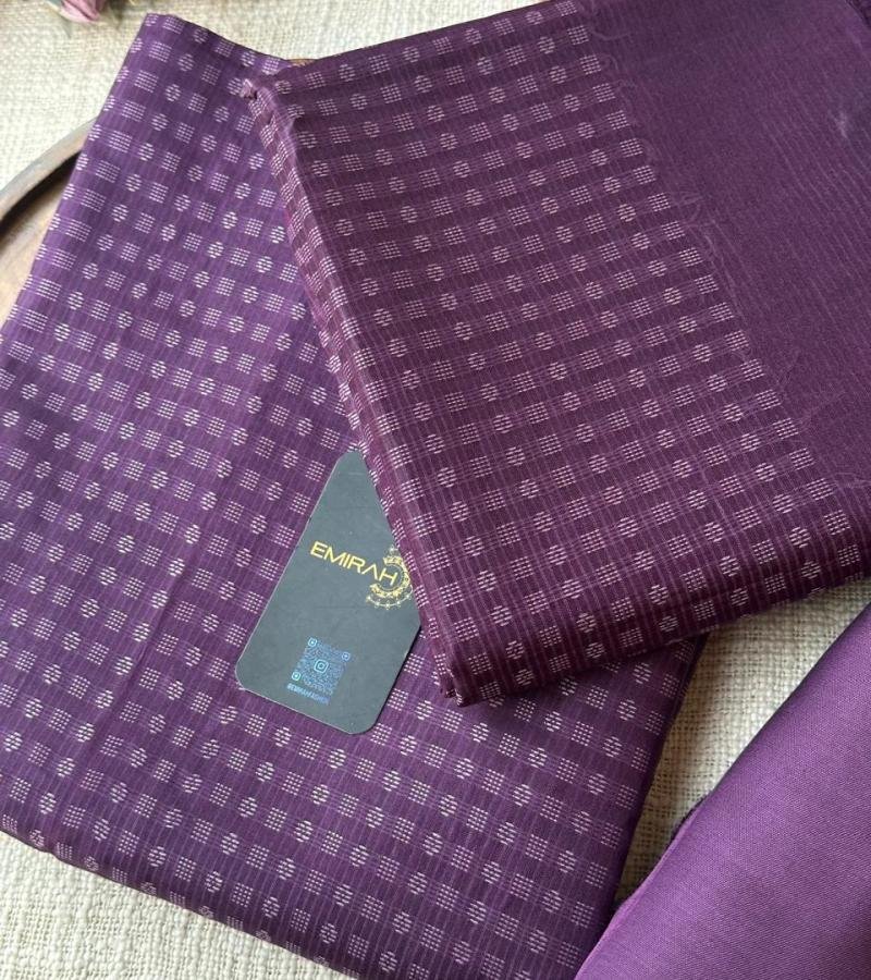 Purple Tussar Silk Suit  - Mixed Colors