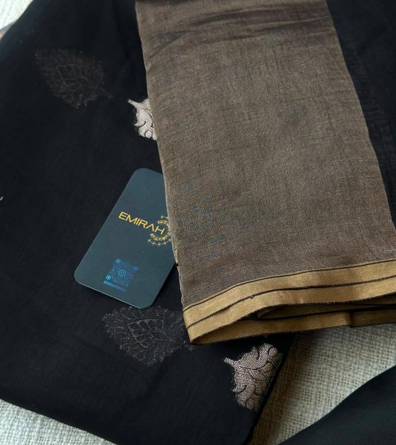 Mul Chanderi Suit - Jet Black
