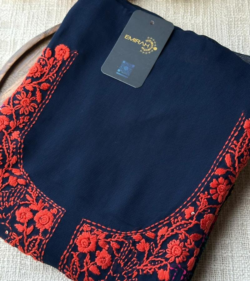 Georgette Embroidered Salwar Suit  - Jet Black