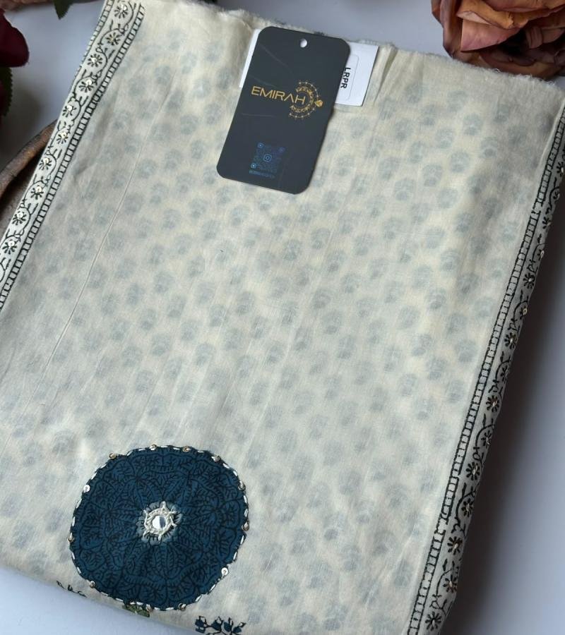 Ivory Elegance – Cotton Block Print Suit - Mixed Colors
