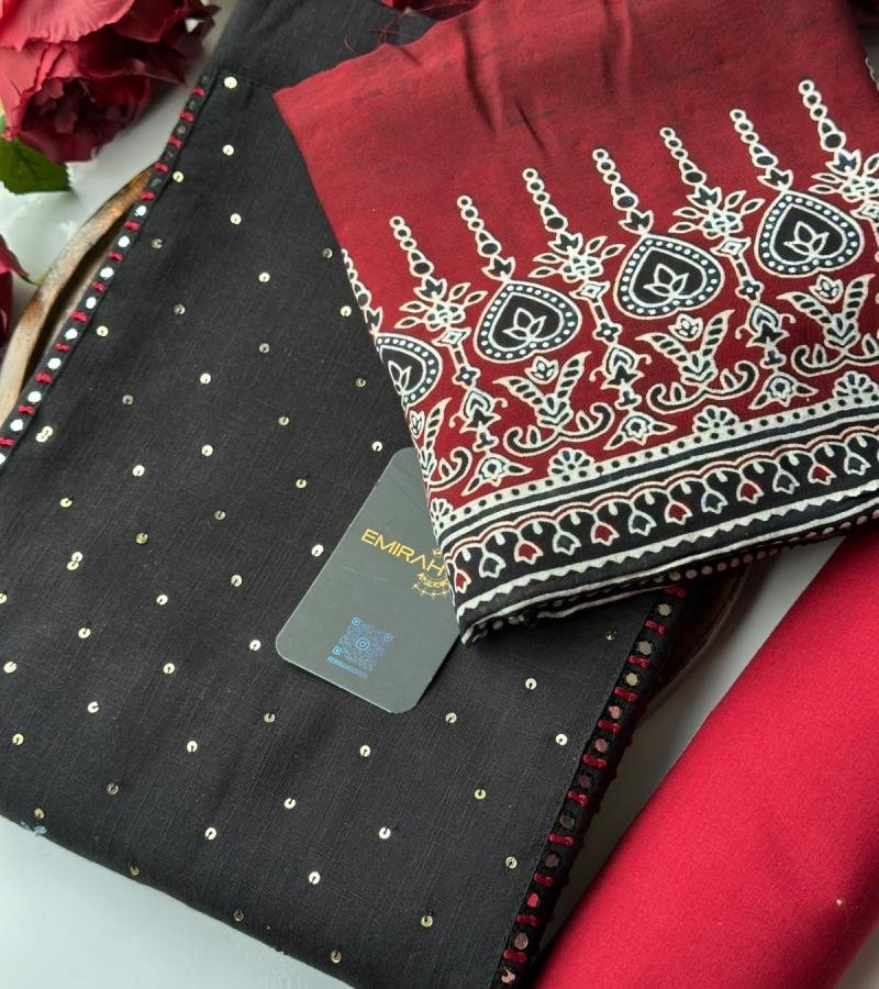 Midnight Charm – Elegant Cotton Suit  - Jet Black