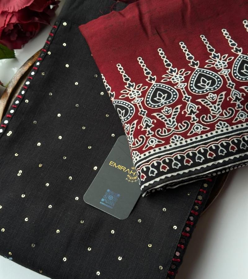 Midnight Charm – Elegant Cotton Suit  - Jet Black