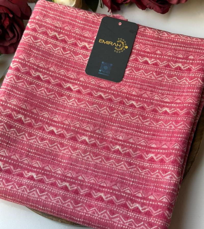 Pink Chanderi Suit with Floral Print Dupatta - Rose Pink