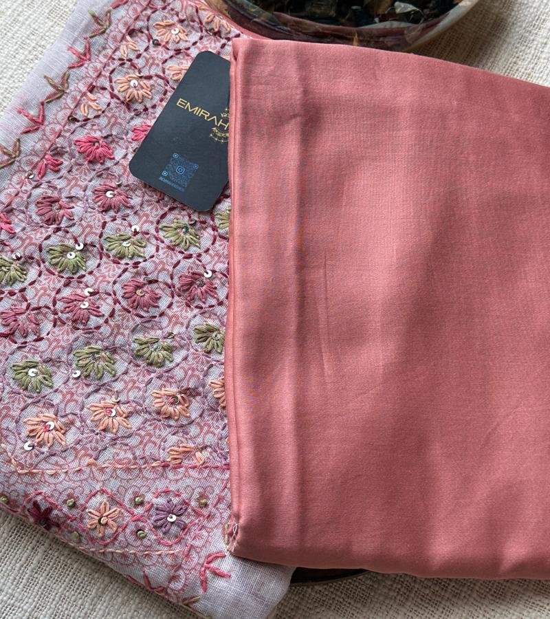 Semi-Linen Embroidered suit - Royal Blue