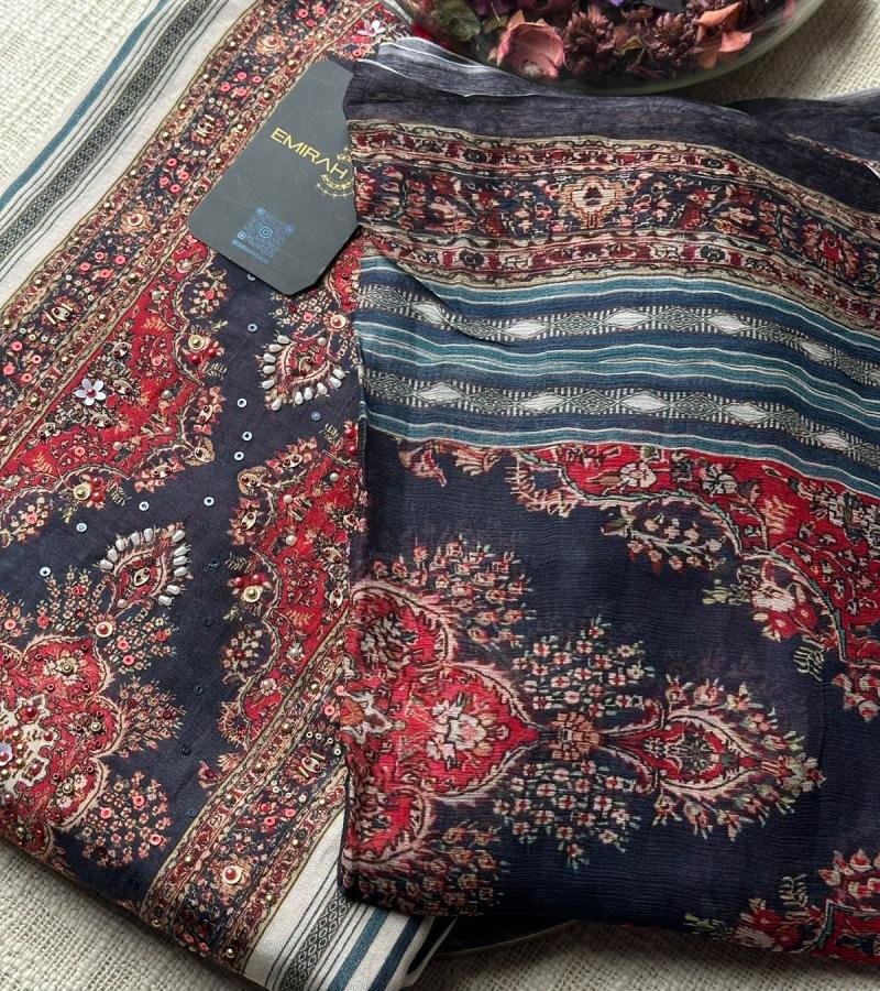 Muslin Silk Unstitched Salwar Suit - Emerald Green