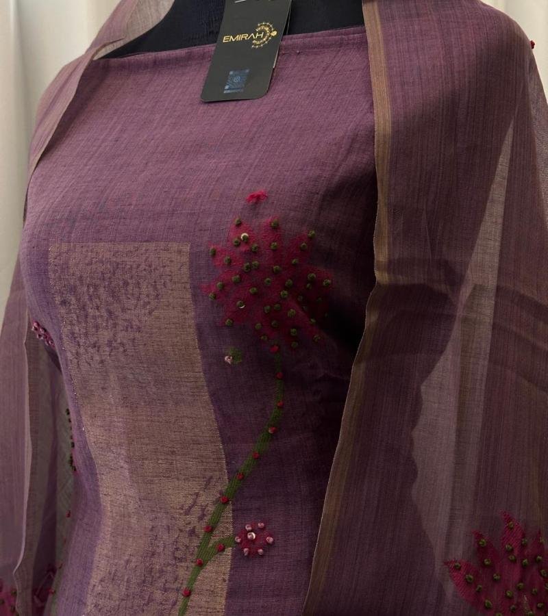 Chanderi Silk with Jamdani Weaving Suit - Mixed Colors