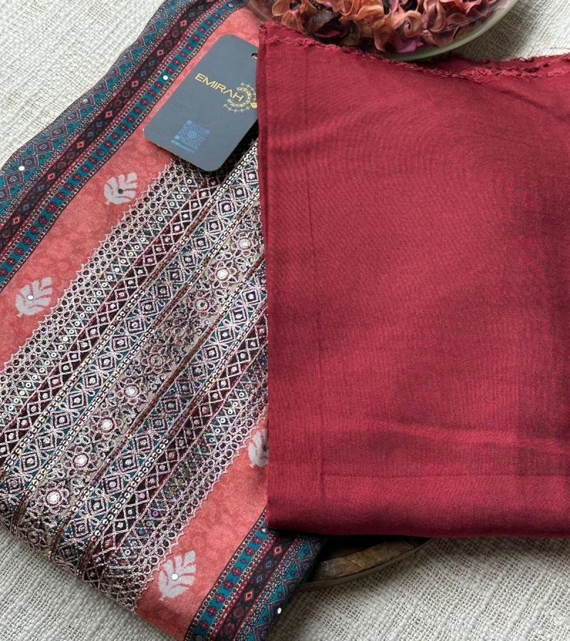 Crepe Silk Unstitched Suit - Mixed Colors