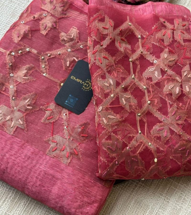 Silk Chanderi Unstitched Suit - Mixed Colors