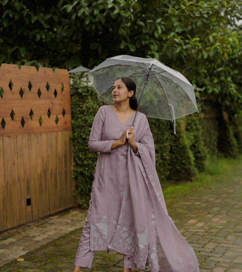 Handcrafted Linen Suit in Lavender - Mixed Colors