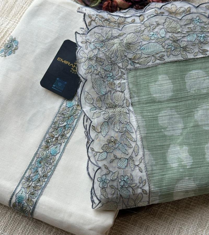  Elegant Silk Linen Suit with Embroidered Dupatta - Mixed Colors
