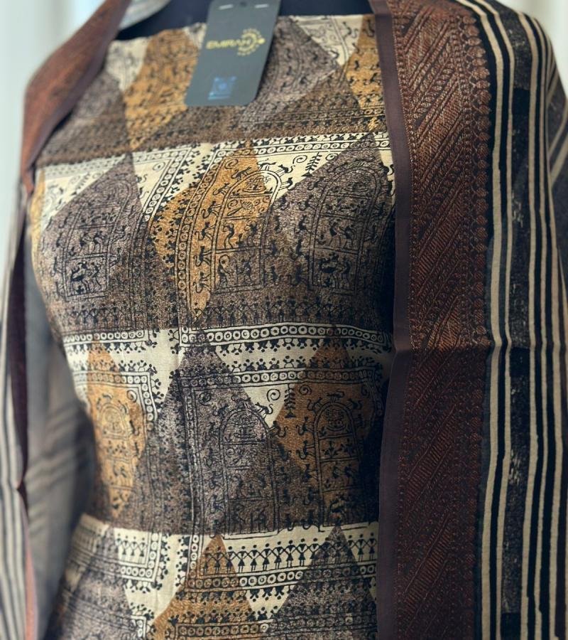 Elegant Maheshwari Silk Suit with Intricate Prints and Santoon Bottom - Mixed Colors