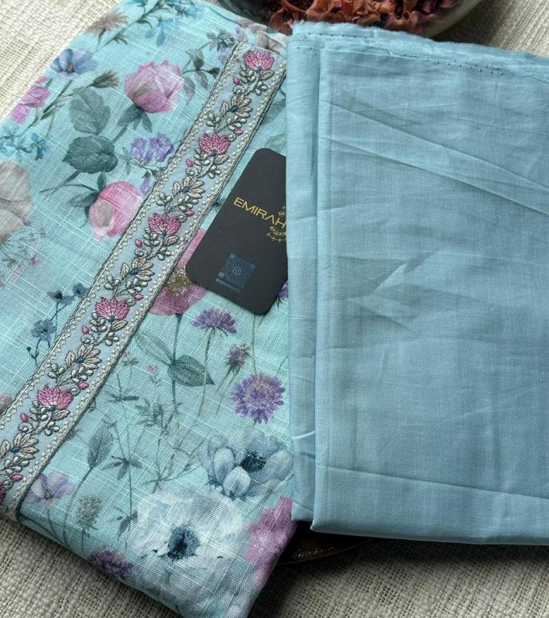  Elegant Floral Cotton Linen Suit with Chiffon Dupatta  - Mixed Colors